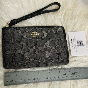 Coach Black and Gold Shimmer Signature Wristlet